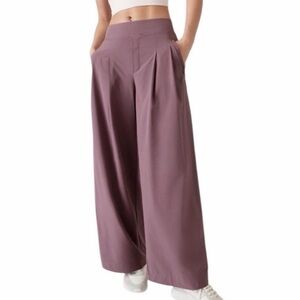 Athleta Women's 18 Purple Brooklyn Heights High Rise Pleated Wide Leg Pant